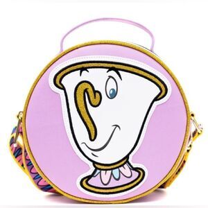 Disney Cross Body, Round, Beauty and the Beast Chip Lavender, Vegan Leather